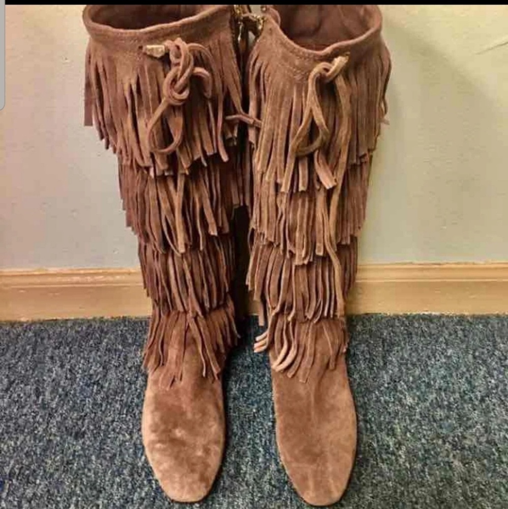 Michael Kors Suede Fringe Boots